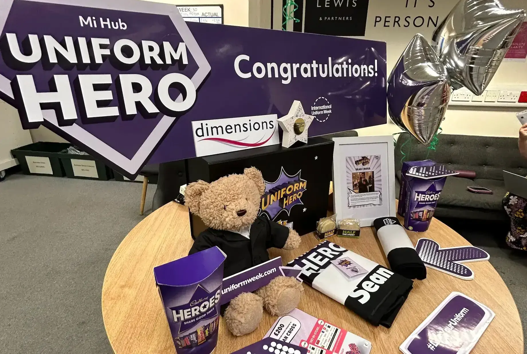 A selection of prizes displayed on a table. 