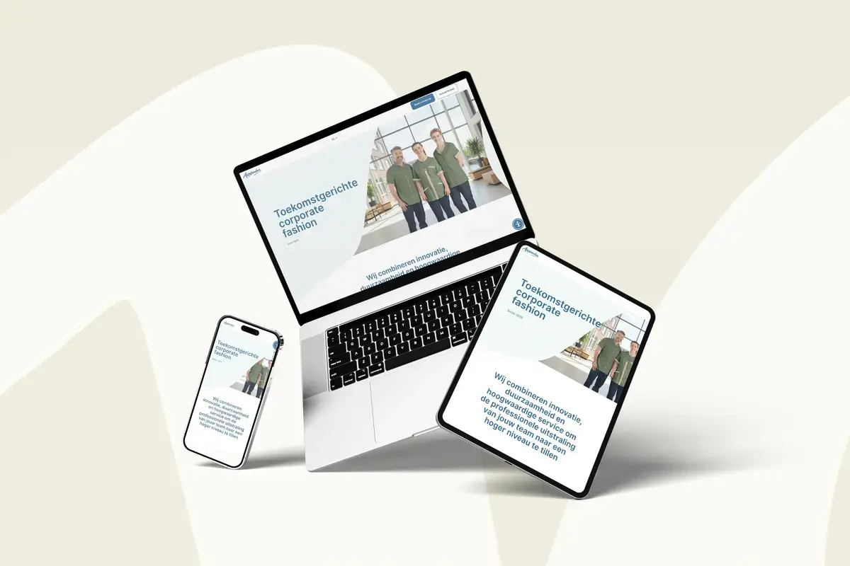 a mock up of a website showcased on floating laptop, tablet and mobile phone. 