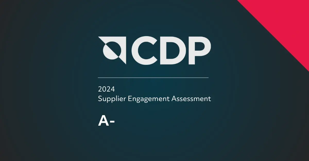 CDP logo and text that reads '2024 Supplier Engagement Assessment A-'