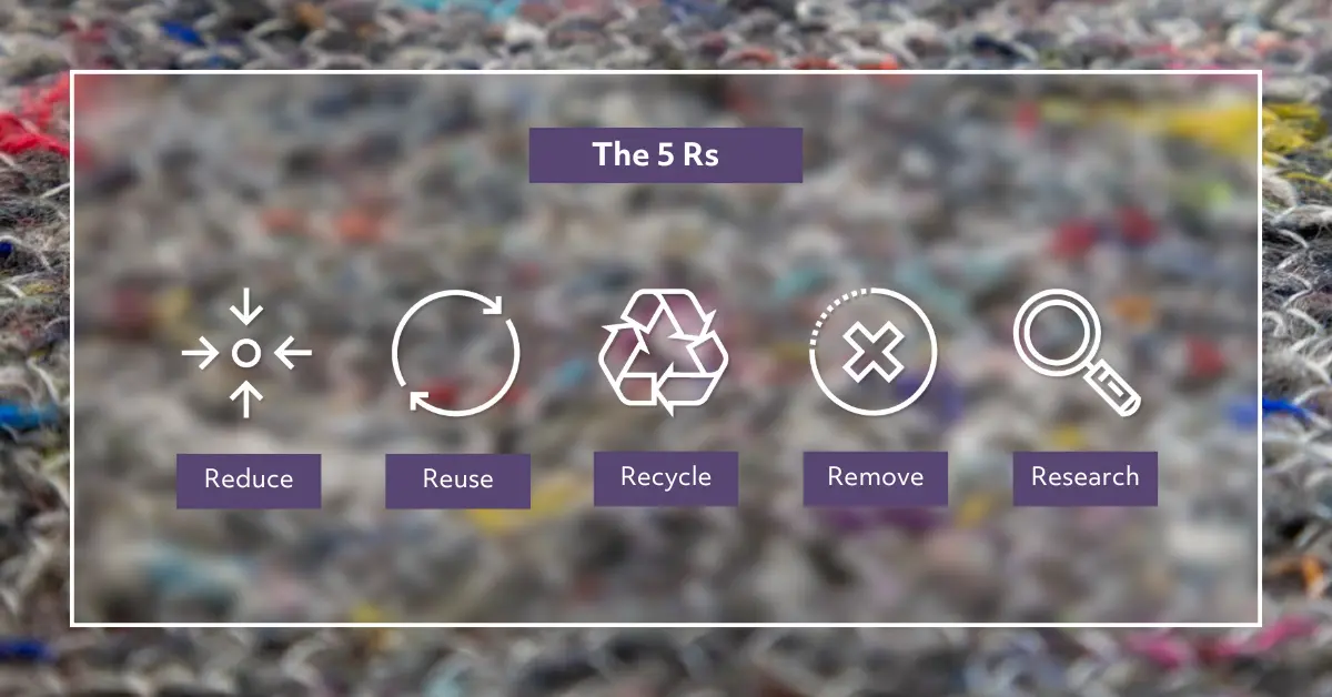 The 5 Rs, Reduce, Reuse, Recycle, Remove, Research